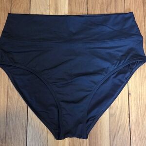 High-Waisted Black Land's End Women's Bikini Bottoms